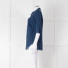 Ikks Blue Denim Frayed Hem 3/4 Sleeve Shirt