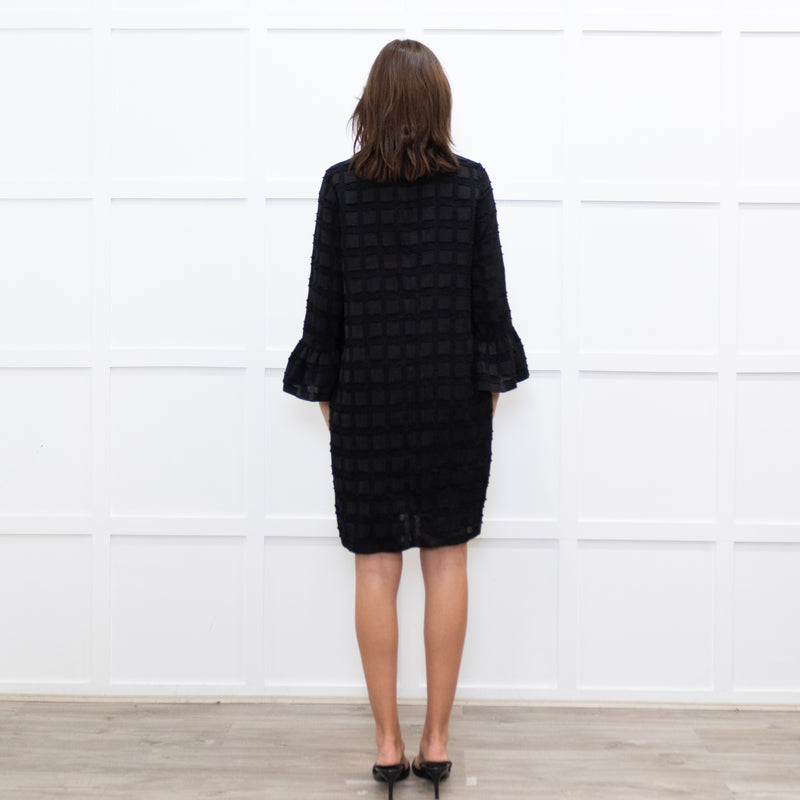 Baum Und Pferdgarten Black Textured Frill Trim Sleeve Dress