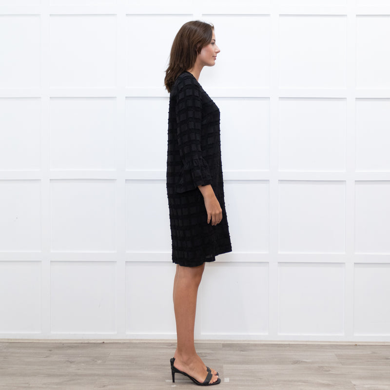 Baum Und Pferdgarten Black Textured Frill Trim Sleeve Dress