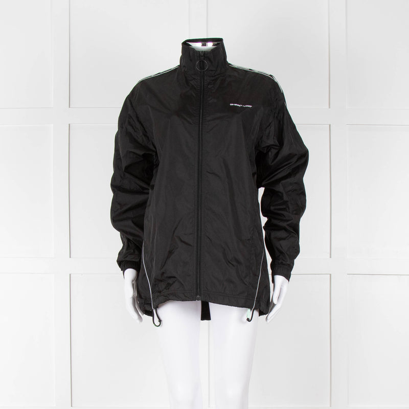 Off-White Black Nylon Jacket With Silver Lurex Arrows