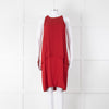 Theory Deep Red Silk Tiered Panel Sleeveless Shift Dress