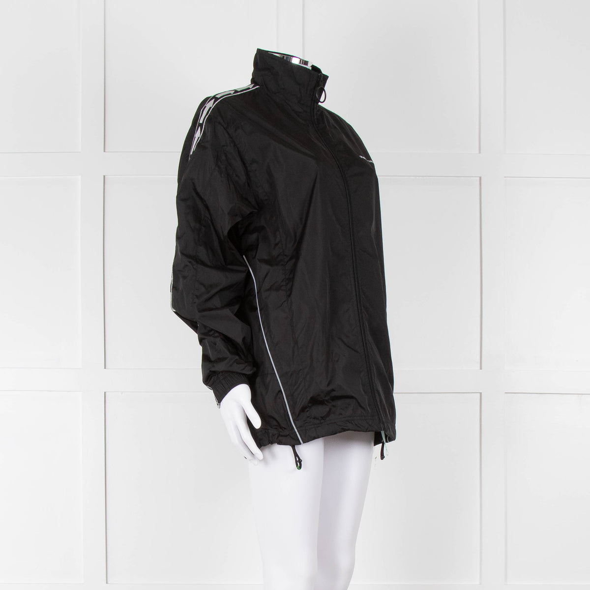 Off-White Black Nylon Jacket With Silver Lurex Arrows