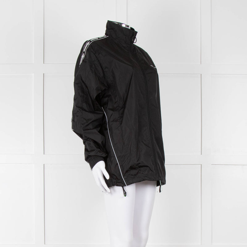 Off-White Black Nylon Jacket With Silver Lurex Arrows