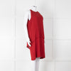 Theory Deep Red Silk Tiered Panel Sleeveless Shift Dress