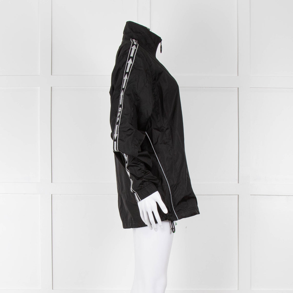 Off-White Black Nylon Jacket With Silver Lurex Arrows
