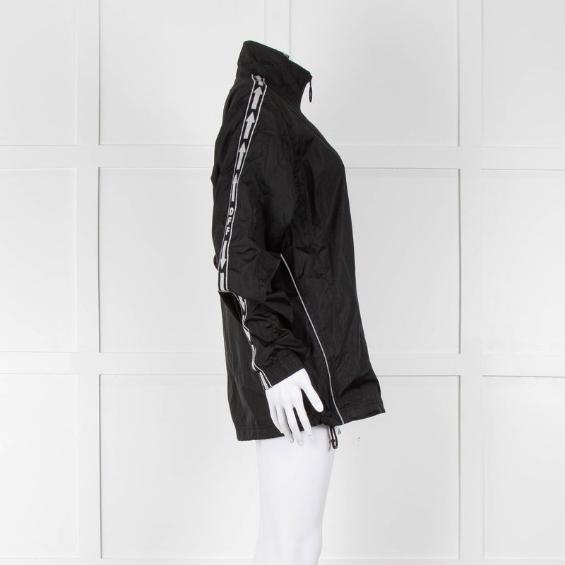 Off-White Black Nylon Jacket With Silver Lurex Arrows