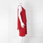 Theory Deep Red Silk Tiered Panel Sleeveless Shift Dress