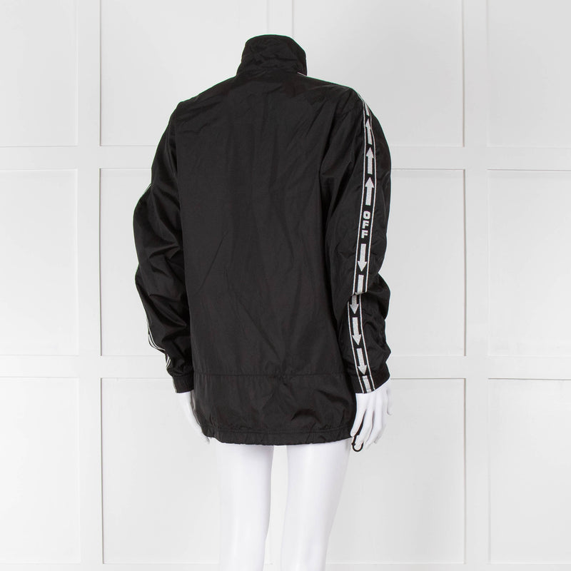 Off-White Black Nylon Jacket With Silver Lurex Arrows