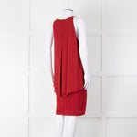 Theory Deep Red Silk Tiered Panel Sleeveless Shift Dress