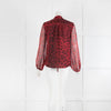Ridley Red Black Animal Tie Neck Long Sleeve Blouse
