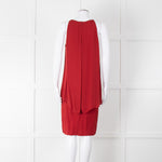 Theory Deep Red Silk Tiered Panel Sleeveless Shift Dress