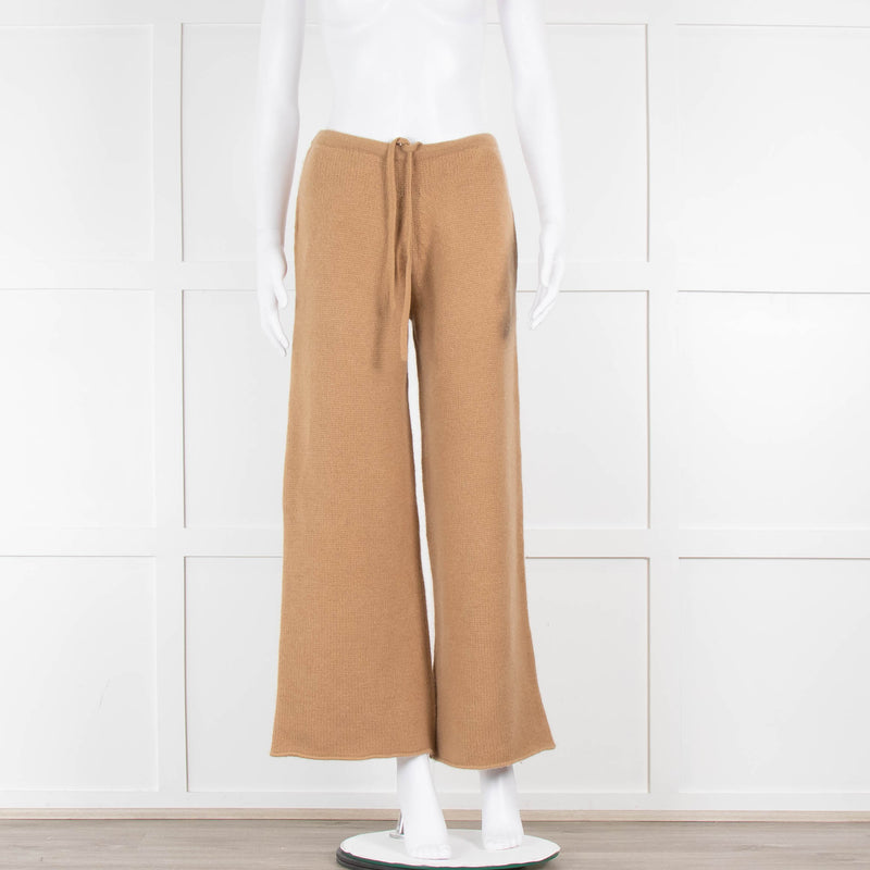 Raey Responsible Camel Cashmere Wide Leg Knitted Trousers