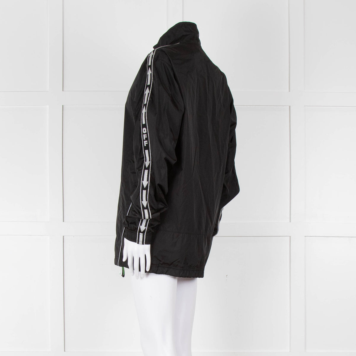 Off-White Black Nylon Jacket With Silver Lurex Arrows