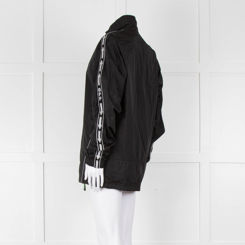 Off-White Black Nylon Jacket With Silver Lurex Arrows