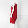 Theory Deep Red Silk Tiered Panel Sleeveless Shift Dress