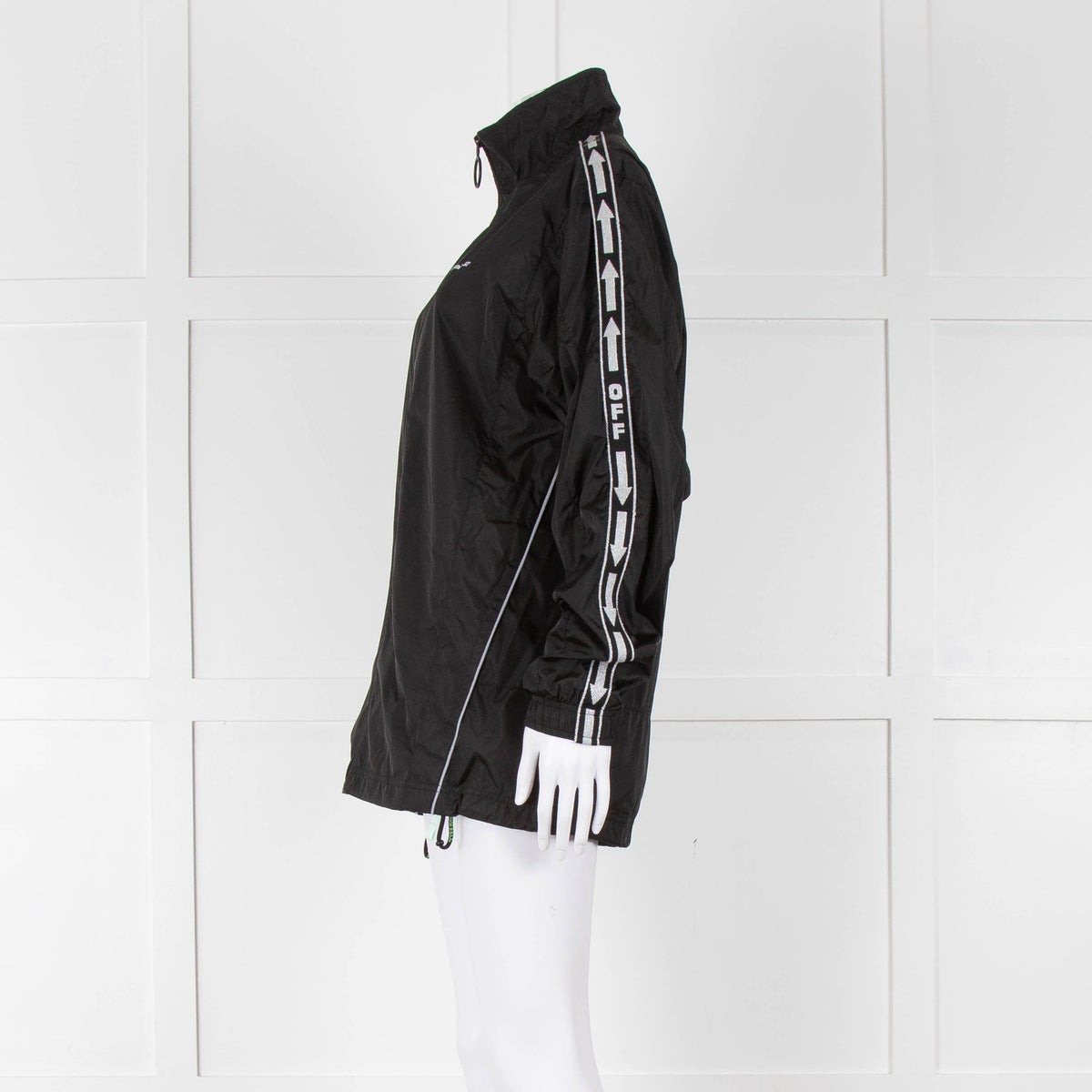 Off-White Black Nylon Jacket With Silver Lurex Arrows