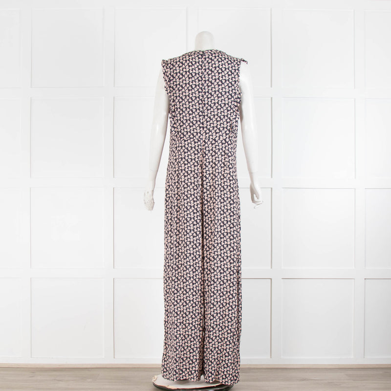 Paul & Joe Sister Navy White Floral Sleeveless Jumpsuit
