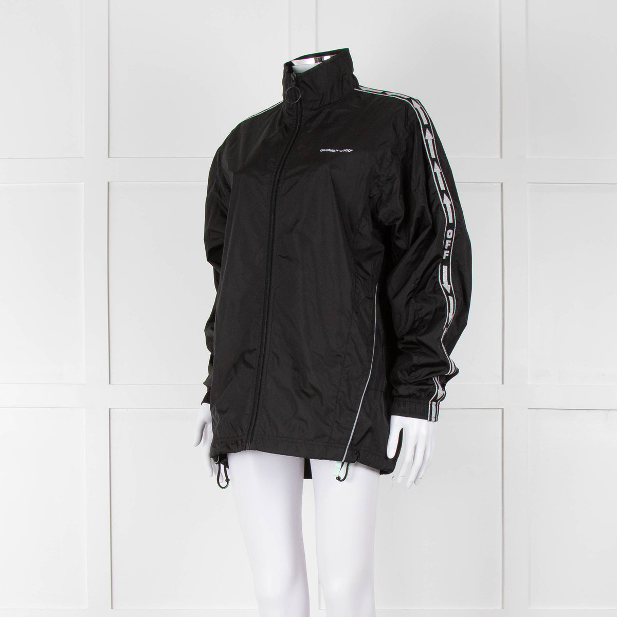 Off-White Black Nylon Jacket With Silver Lurex Arrows