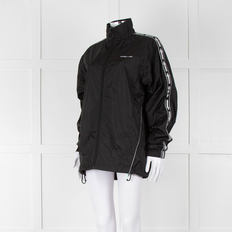 Off-White Black Nylon Jacket With Silver Lurex Arrows