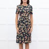 Erdem Navy Pink Red Yellow Blue Floral Cotton Blend Dress