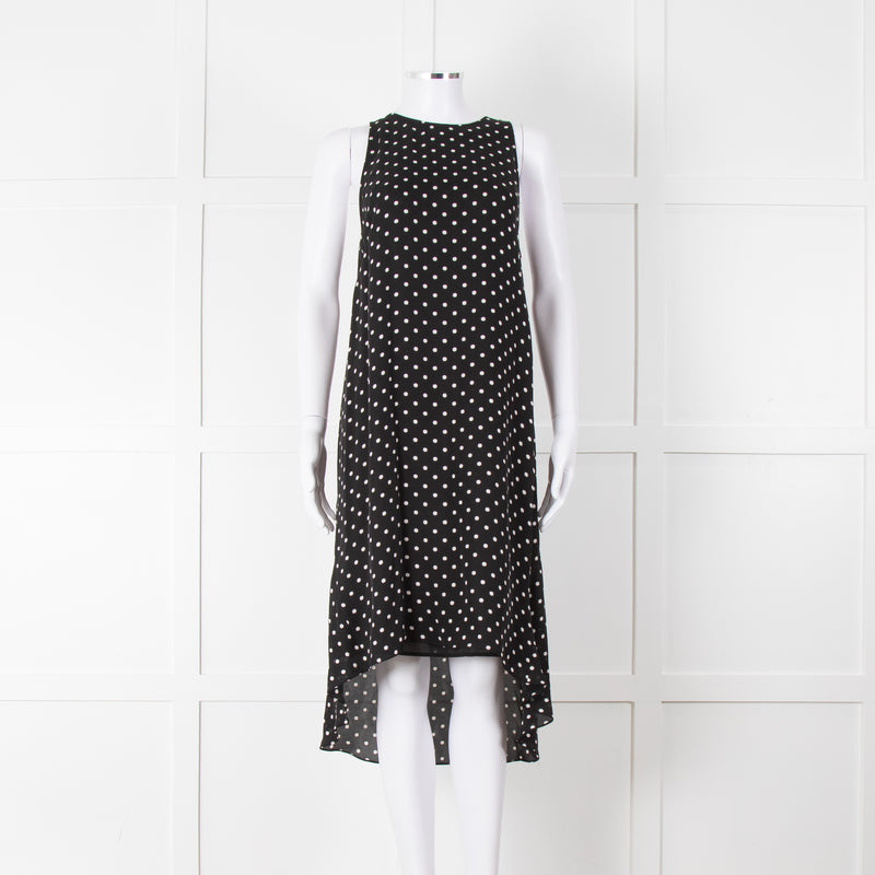 Theory Black White Polka Dot Sleeveless Shift Dress