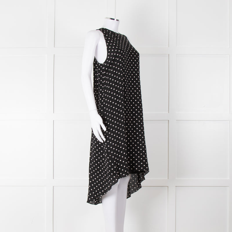 Theory Black White Polka Dot Sleeveless Shift Dress