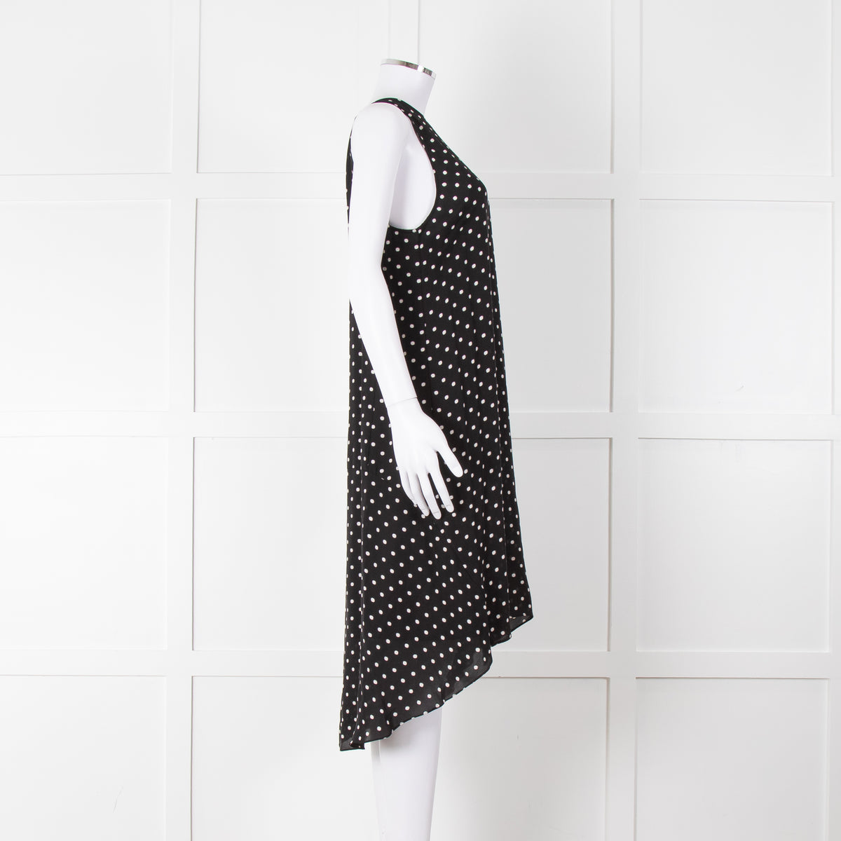 Theory Black White Polka Dot Sleeveless Shift Dress