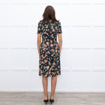 Erdem Navy Pink Red Yellow Blue Floral Cotton Blend Dress