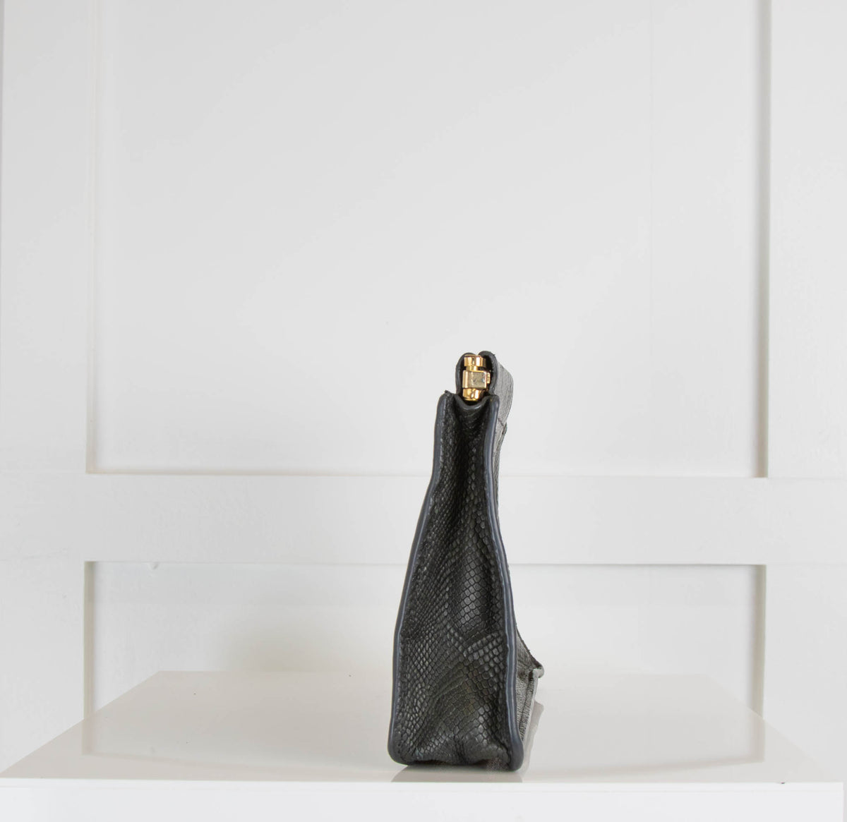 Jerome Dreyfuss Dark Green Snake Print Snap Closure Clutch