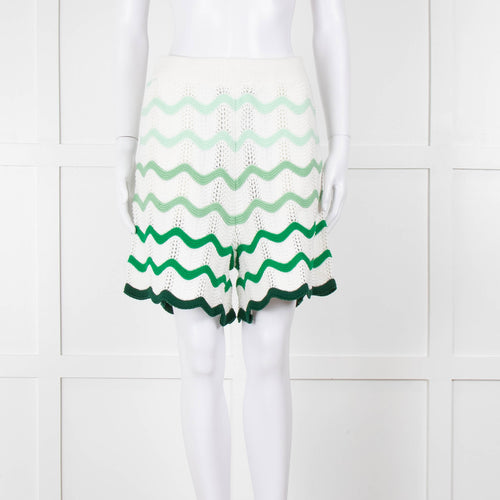 Casablanca  Green & White Gradient  Wave Textured Shorts