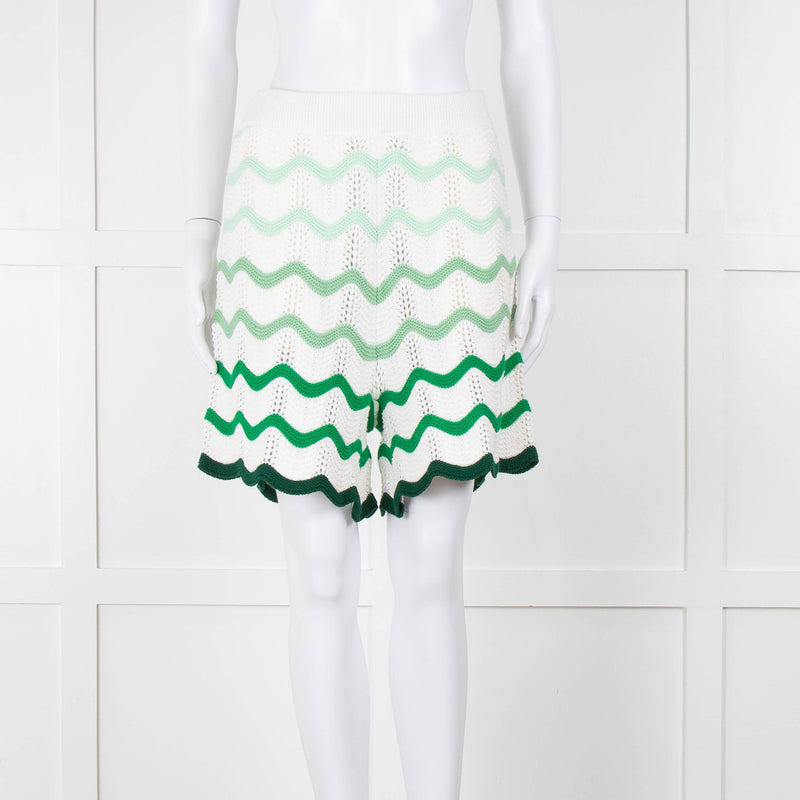 Casablanca  Green & White Gradient  Wave Textured Shorts