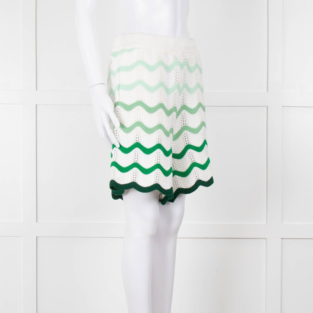 Casablanca  Green & White Gradient  Wave Textured Shorts