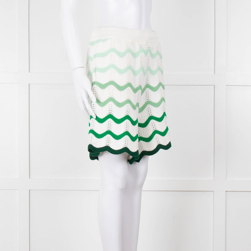 Casablanca  Green & White Gradient  Wave Textured Shorts
