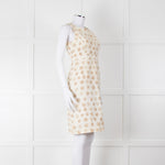 Max Mara Cream Brown Dots Sleeveless Tweedy Dress