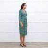 Ba&Sh Green & Cream Print V Neck Midi Dress