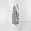 Mercy Delta White Blue Pink Green Zebra Print Midi Skirt