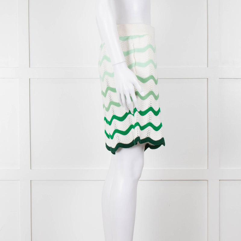 Casablanca  Green & White Gradient  Wave Textured Shorts
