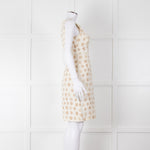 Max Mara Cream Brown Dots Sleeveless Tweedy Dress
