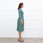 Ba&Sh Green & Cream Print V Neck Midi Dress