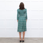 Ba&Sh Green & Cream Print V Neck Midi Dress