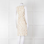 Max Mara Cream Brown Dots Sleeveless Tweedy Dress