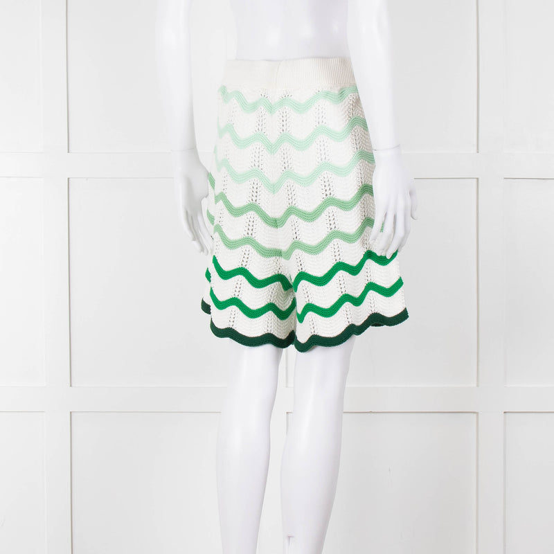 Casablanca  Green & White Gradient  Wave Textured Shorts