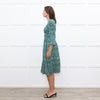 Ba&Sh Green & Cream Print V Neck Midi Dress