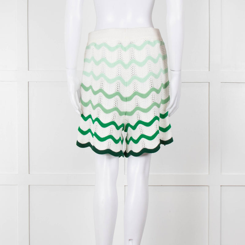 Casablanca  Green & White Gradient  Wave Textured Shorts