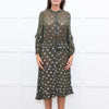 Munthe Green Silver Bunny Print Sheer Dress
