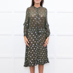 Munthe Green Silver Bunny Print Sheer Dress