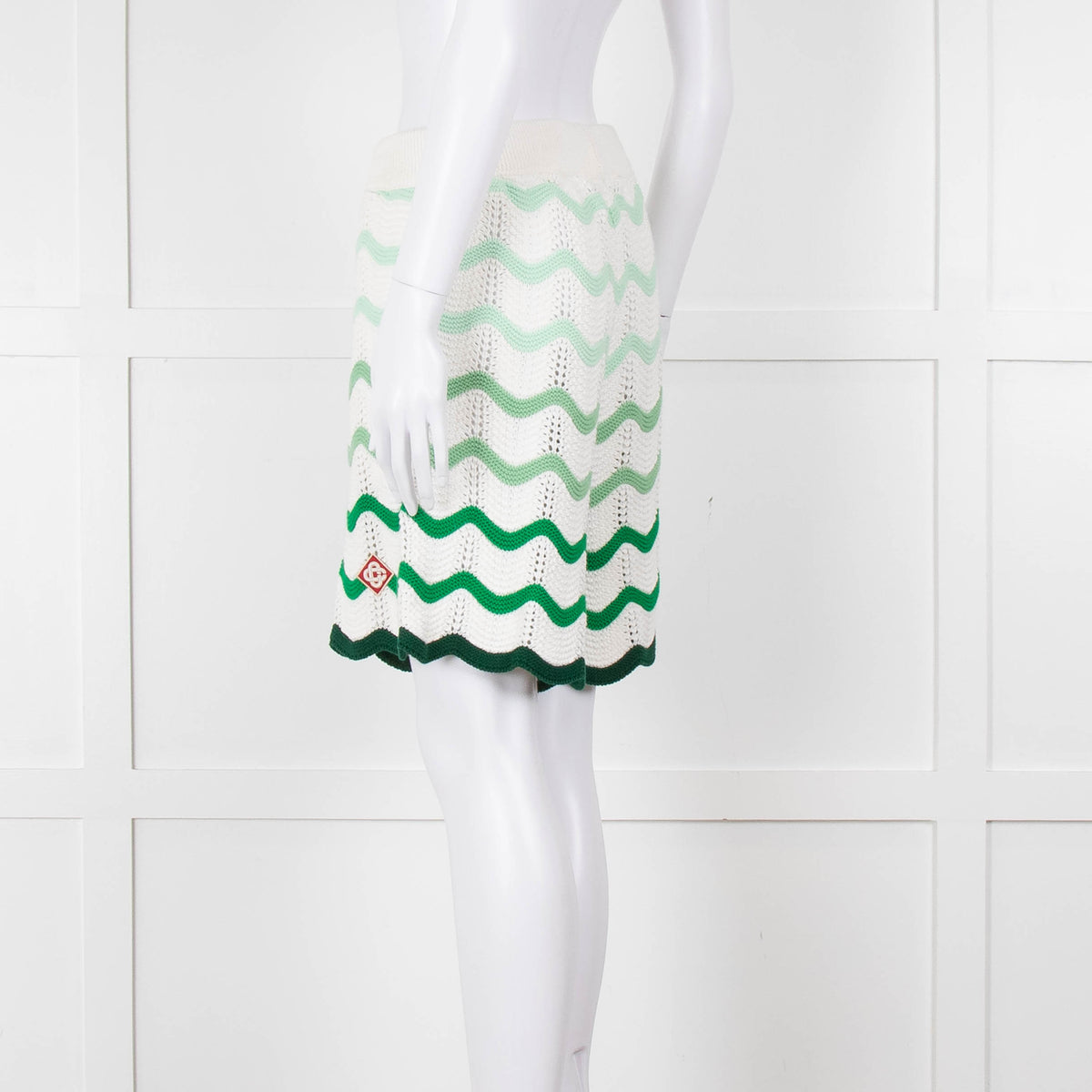 Casablanca  Green & White Gradient  Wave Textured Shorts