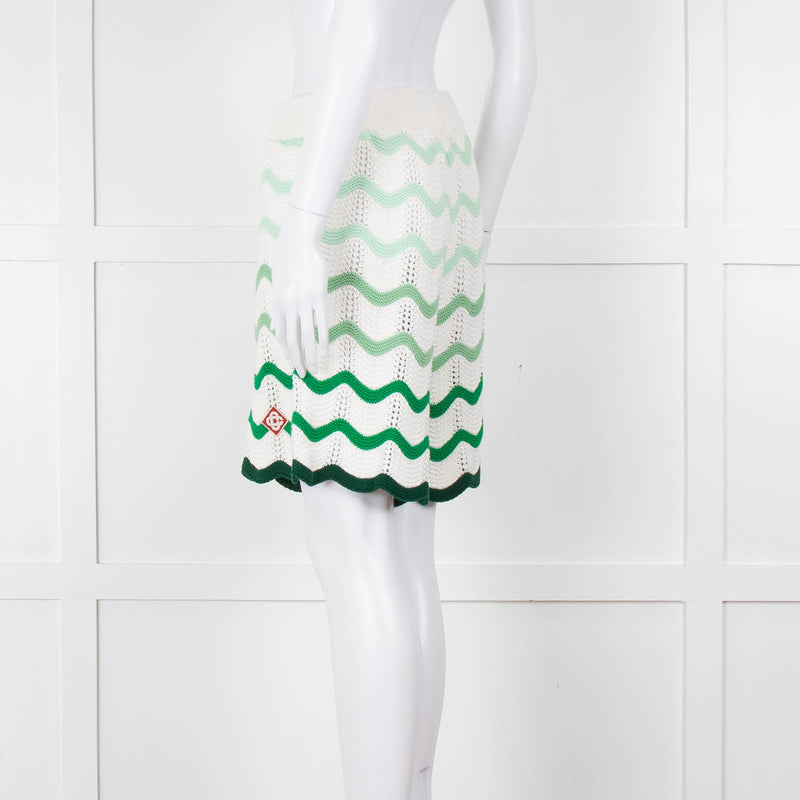 Casablanca  Green & White Gradient  Wave Textured Shorts