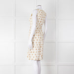 Max Mara Cream Brown Dots Sleeveless Tweedy Dress