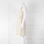 Max Mara Cream Brown Dots Sleeveless Tweedy Dress
